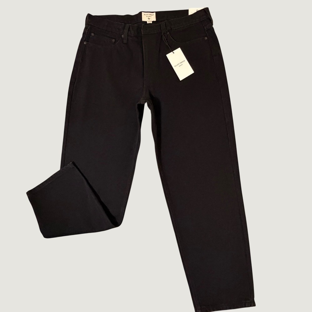 NWT Elliot Pierce Mens Relaxed Fit Straight Leg Black Jeans Size 36x30 EPDM-0750